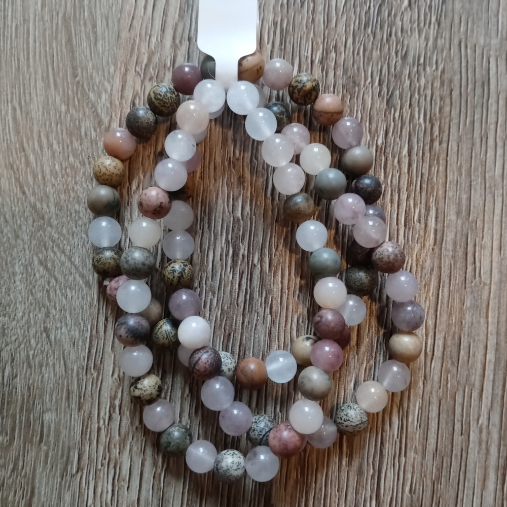 Rhodonite & Agate Healing Stacked Bracelets